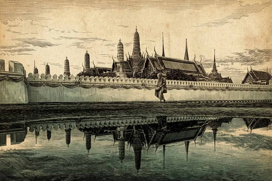 Grand Palace + Wat Phra Kaew — a nautical-noir engraving by The Dispatch
