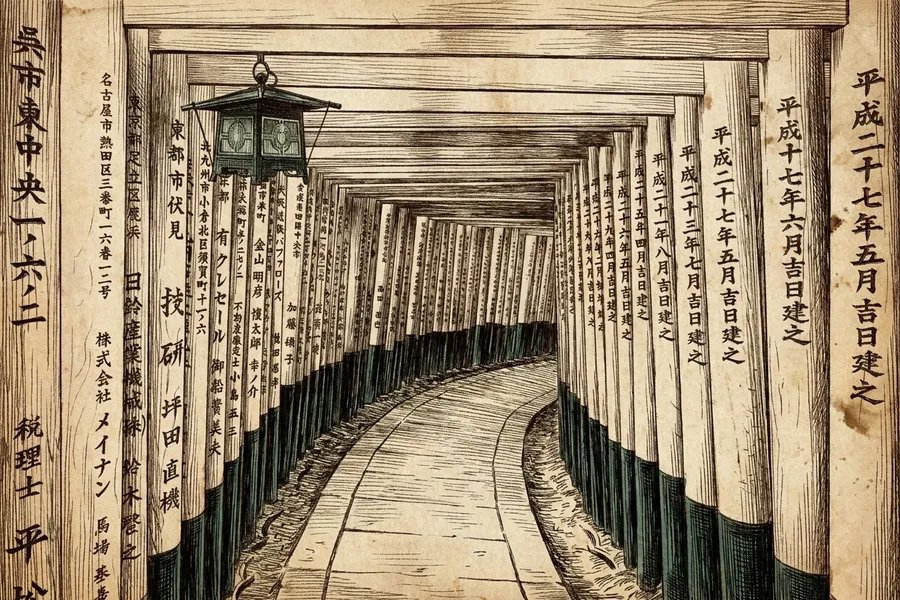 Fushimi Inari Taisha — a nautical-noir engraving by The Dispatch