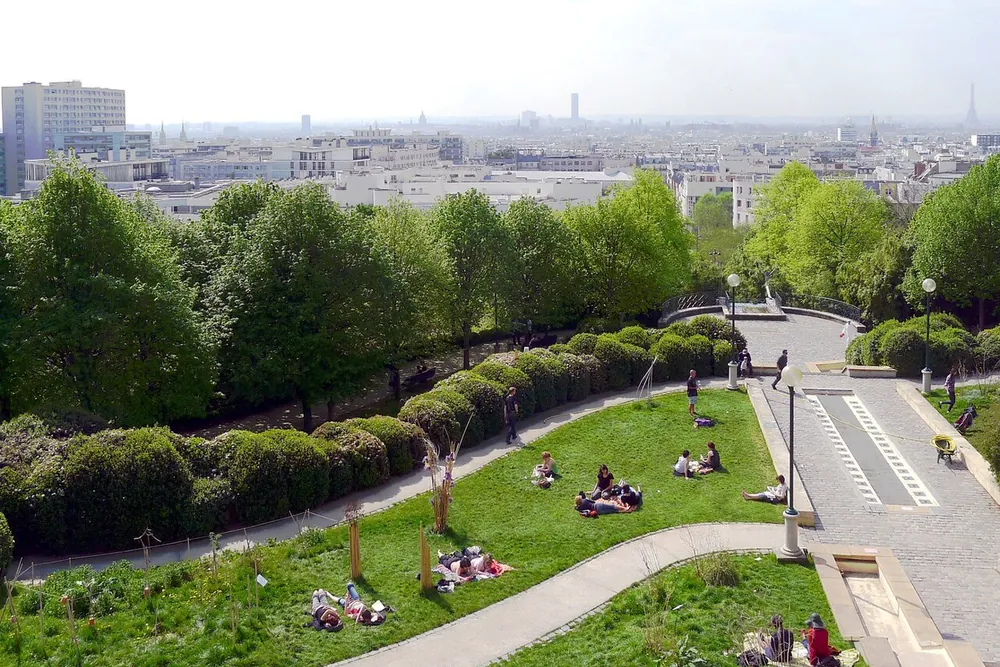 Parc de Belleville — sunset view, Paris