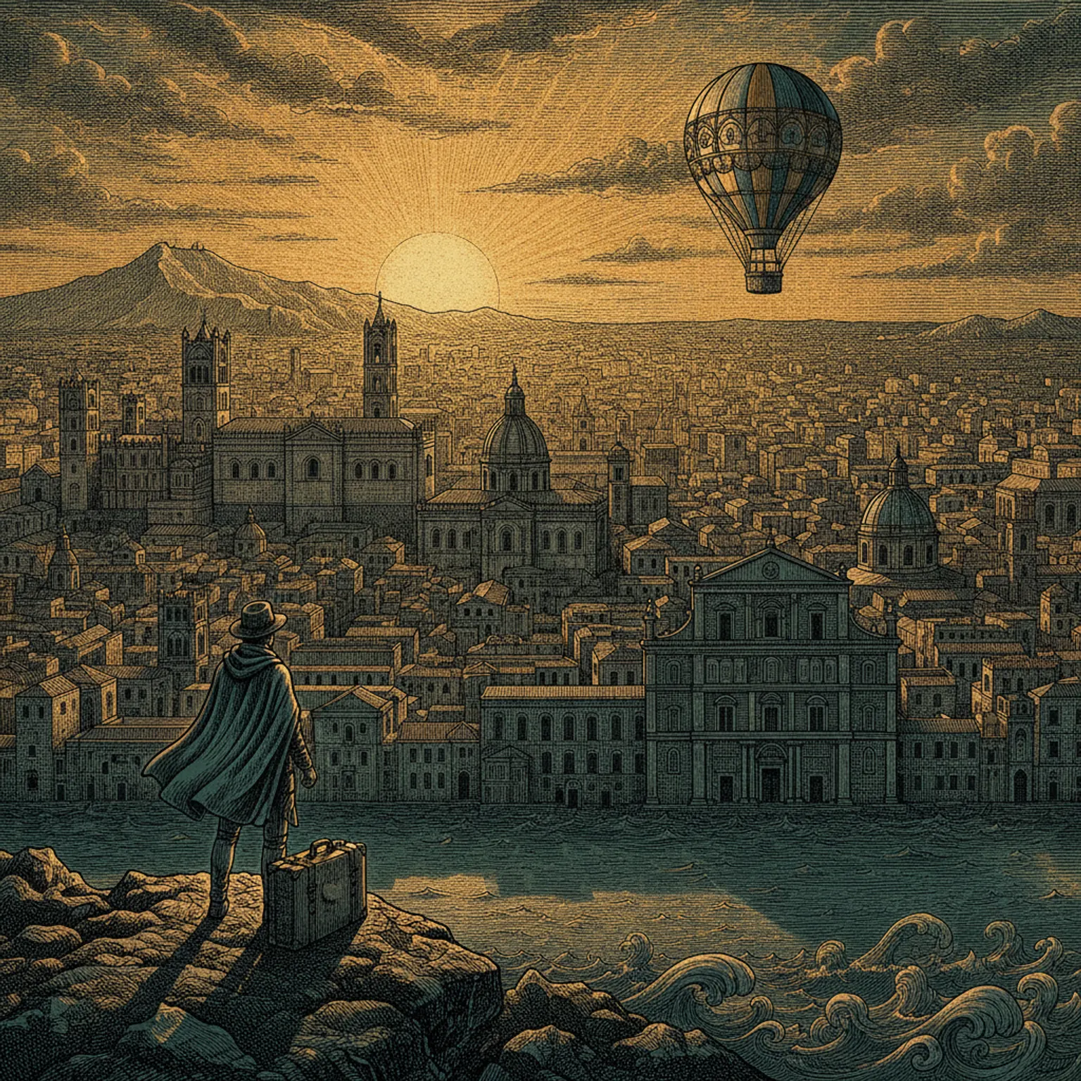The golden mosaics and Arab-Norman domes of Palermo's historic centre under a Sicilian sky