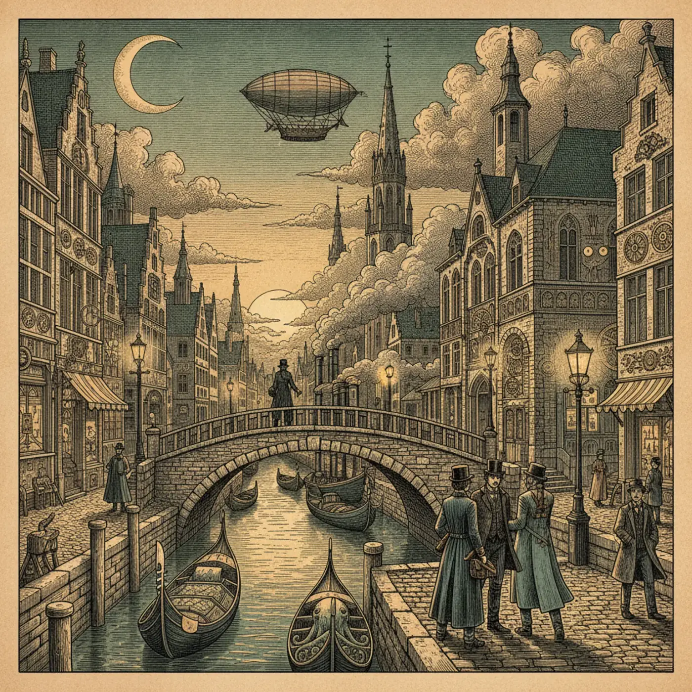 Medieval guild houses reflected in the Leie canal in Ghent at golden hour