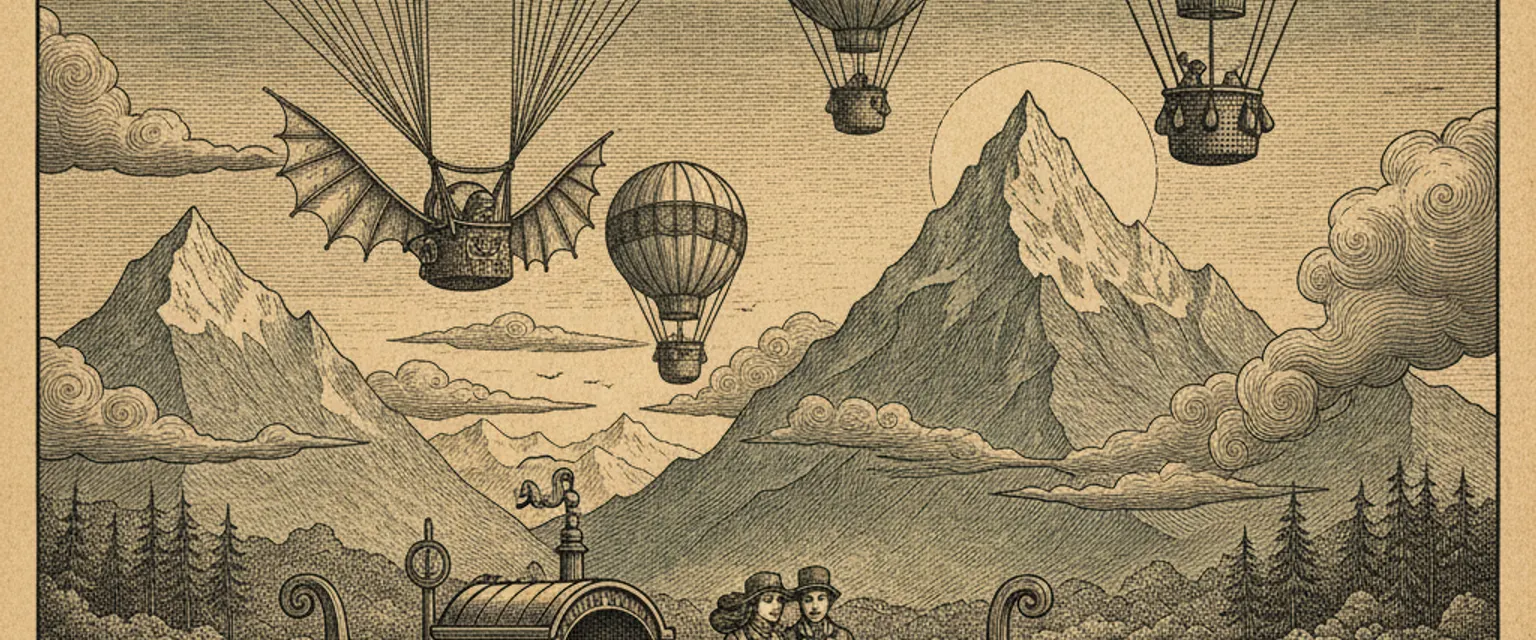 Paragliders over Phewa Lake with the snow-capped Annapurna range behind Pokhara, Nepal