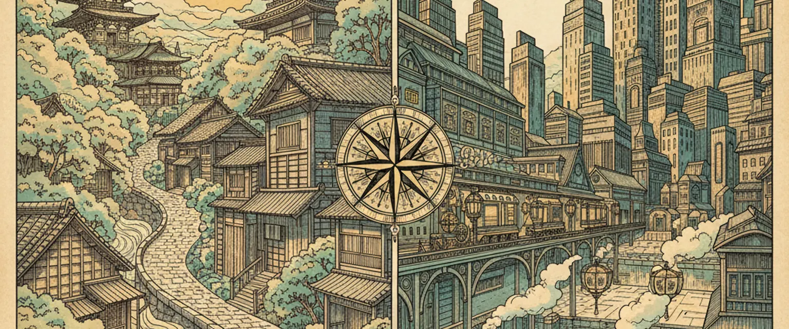 Quiet Kyoto lantern-lit stone lane in Higashiyama at dawn with traditional wooden houses