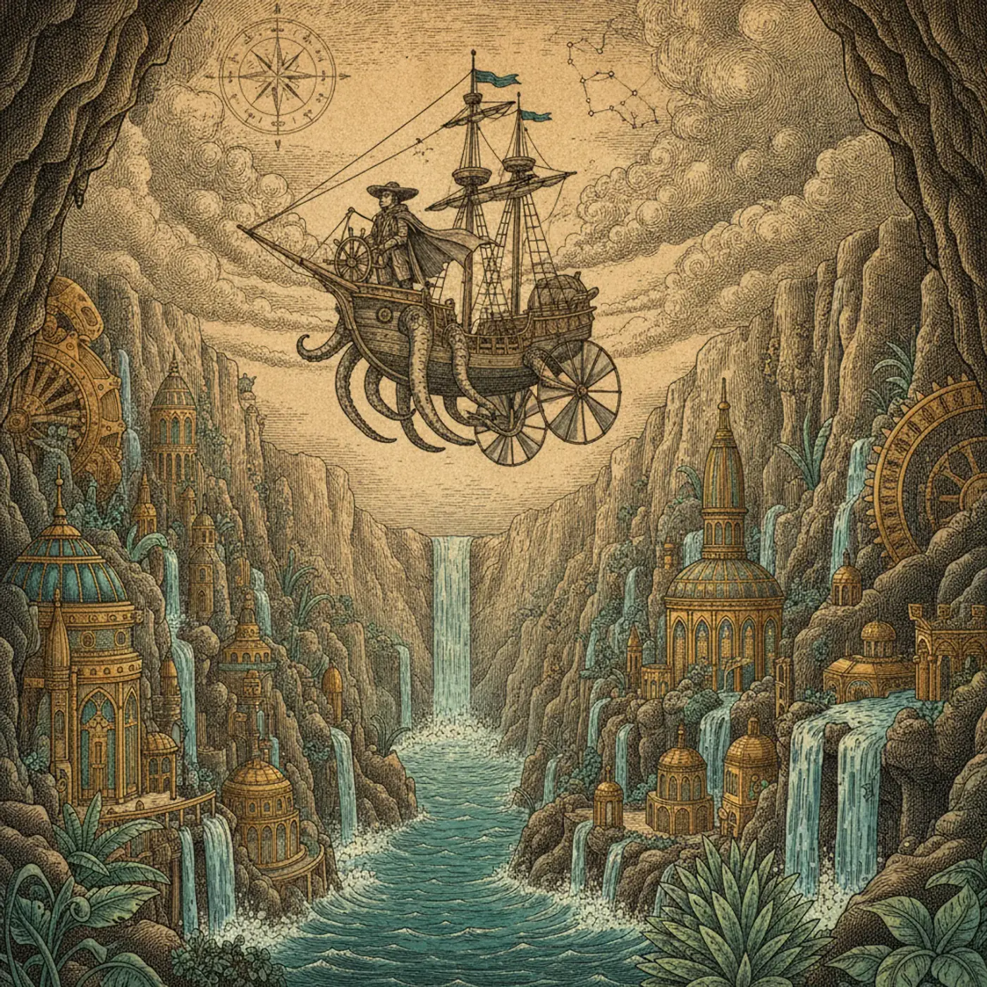 A traveller looking at a glowing phone map while a small unfamiliar mountain town sits in the distance