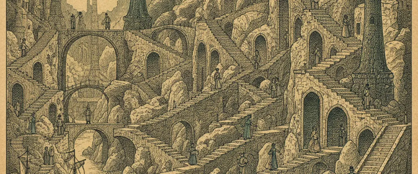 A grand sweeping outdoor stone staircase descending through a historic city at golden hour