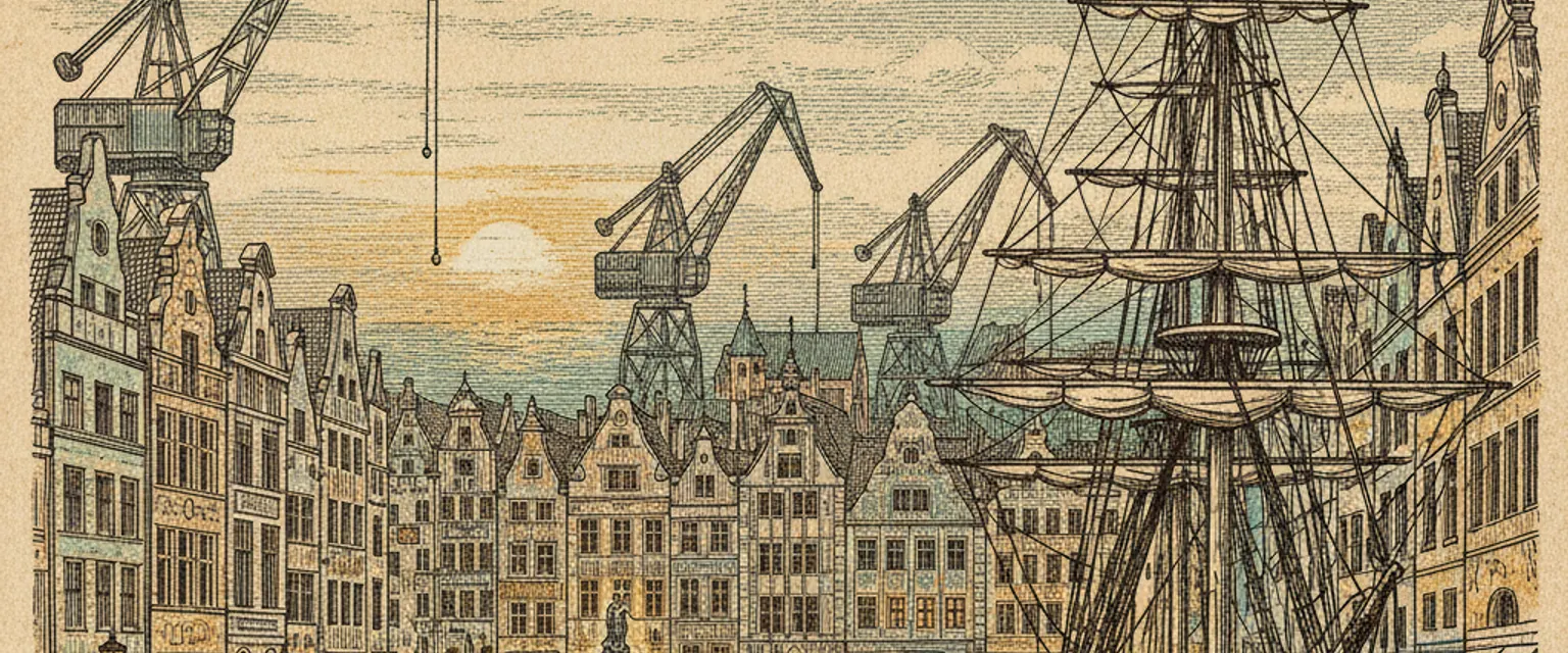 Gdańsk's Long Market lined with tall colourful merchant facades under a clear sky