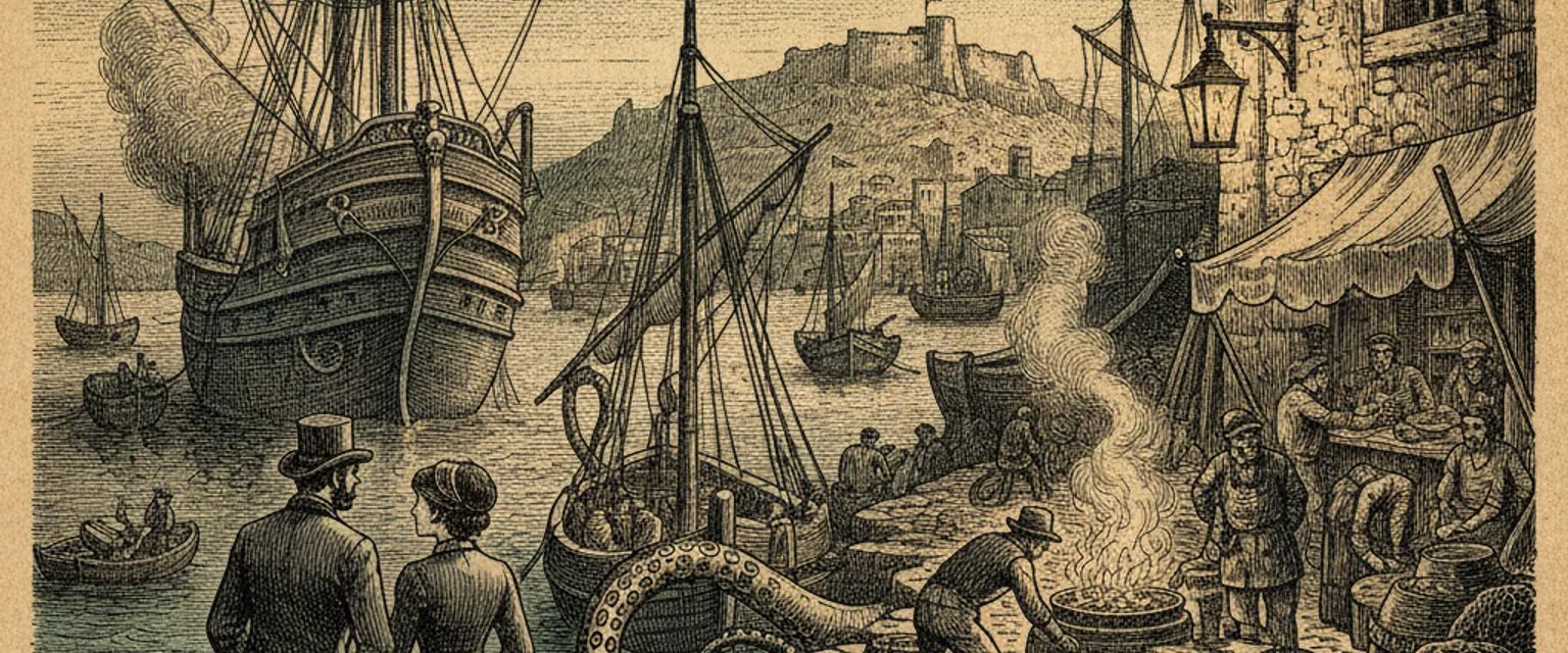 Fishing boats packed into the Vieux-Port of Marseille below the hilltop basilica