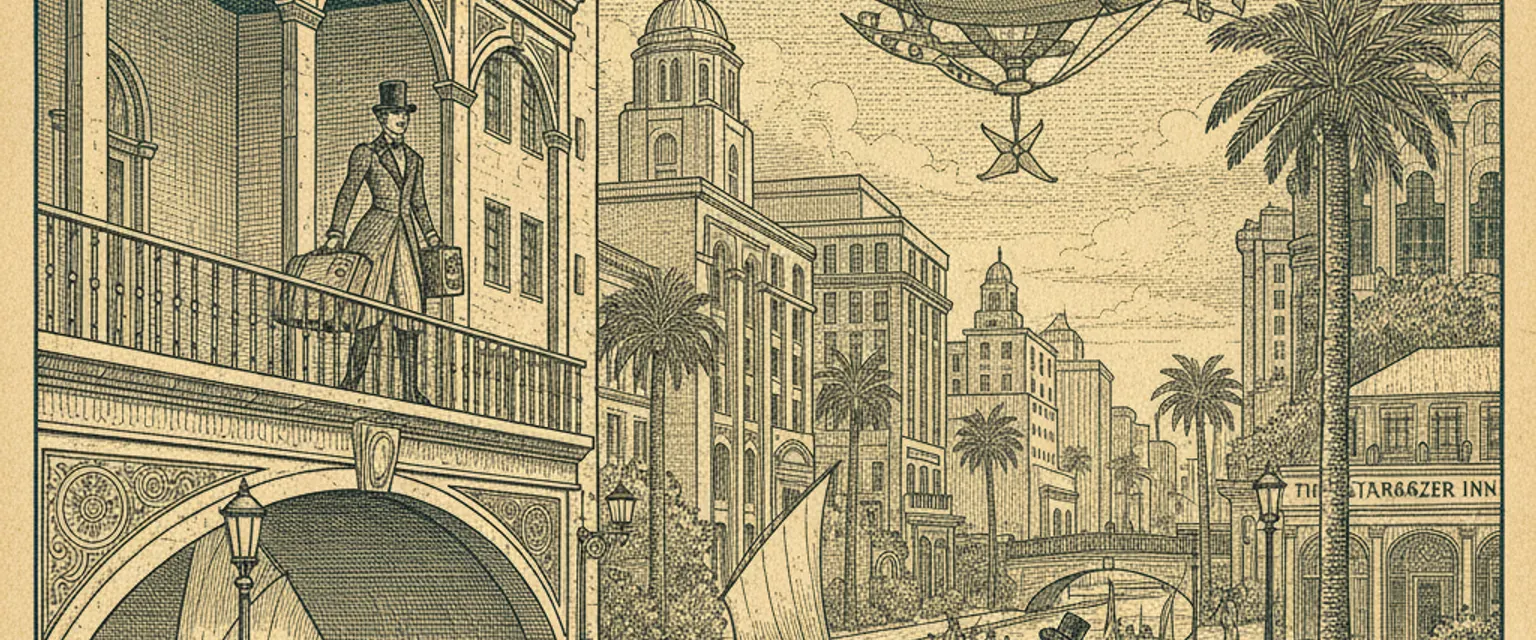 A Los Angeles Metro light rail train passing palm trees with downtown towers behind