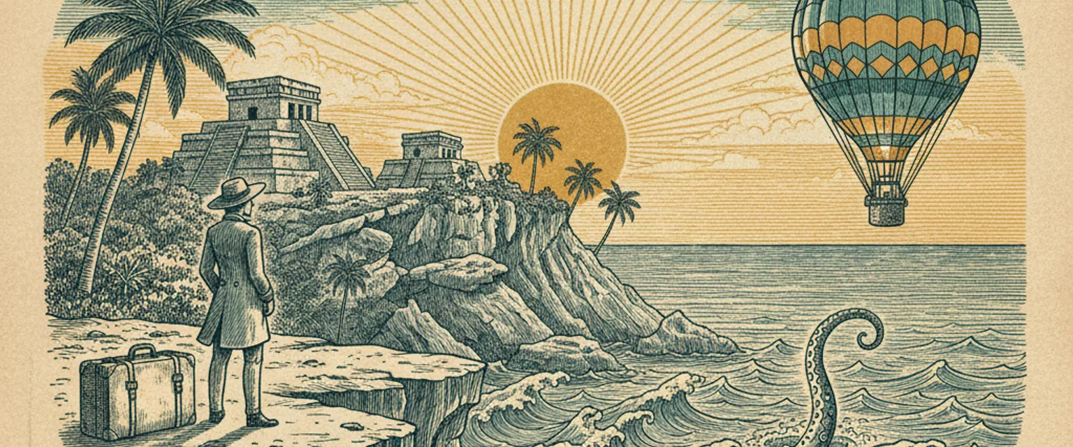 El Castillo Mayan temple perched on a limestone cliff above turquoise Caribbean water in Tulum