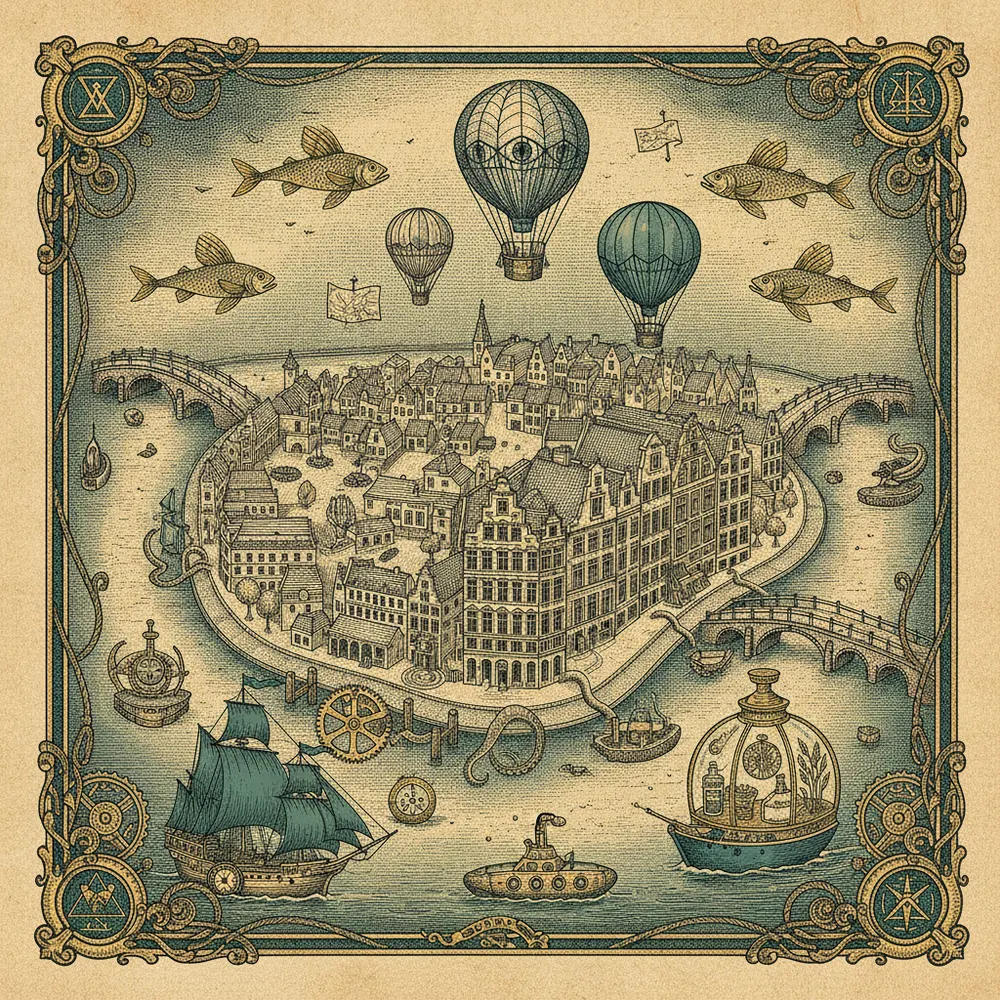 Detailed engraving of Canal Ring (Grachtengordel)