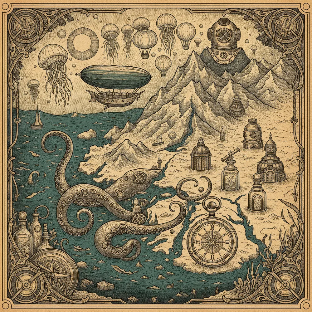 Detailed engraving of Seward & Kenai Fjords