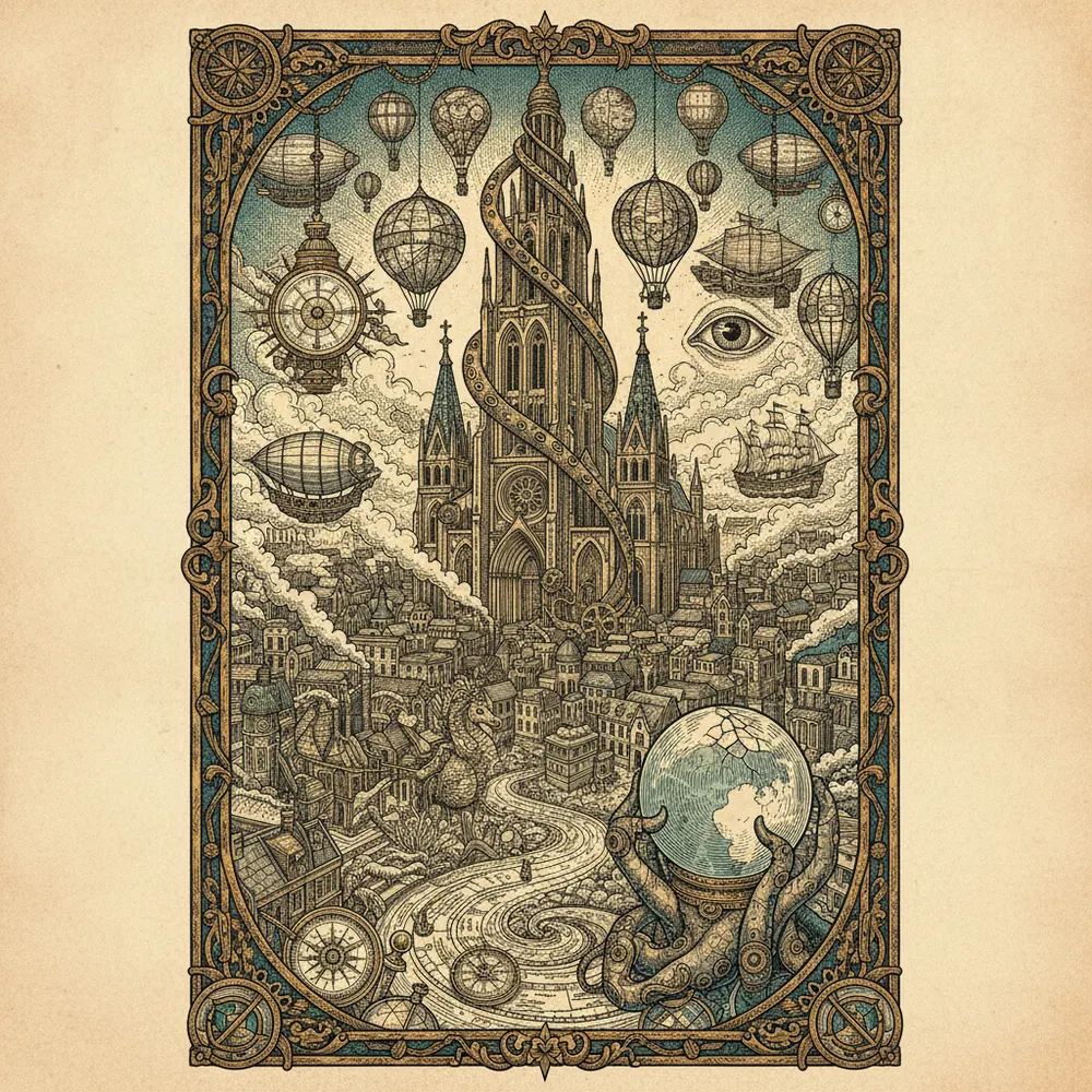 Detailed engraving of Downtown Asheville