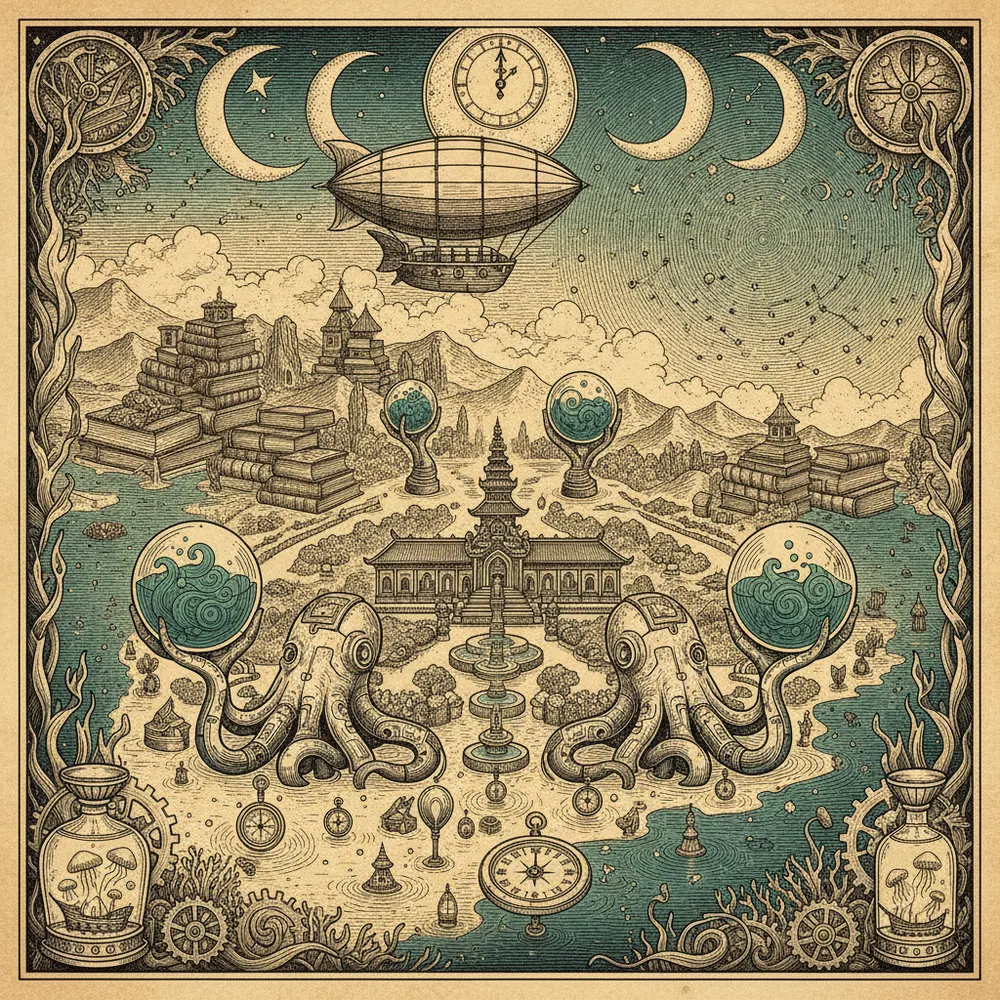 Detailed engraving of East Bali / Tirtagangga