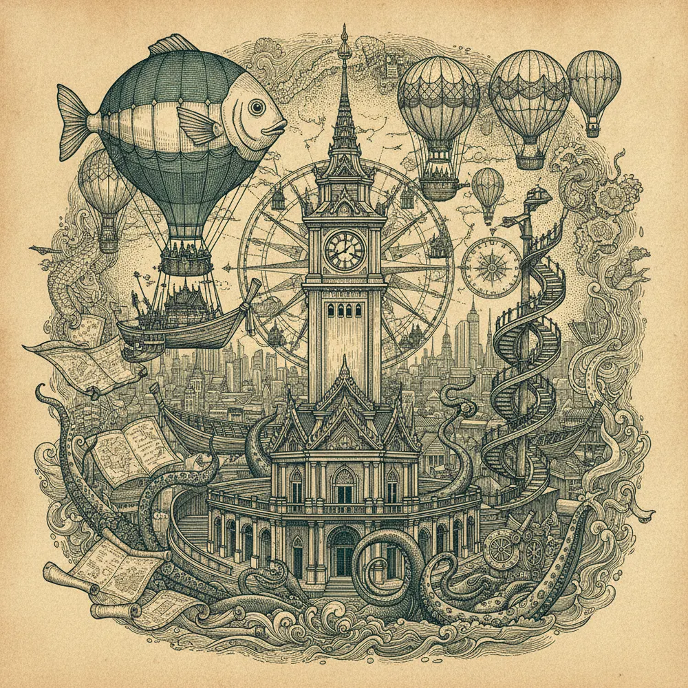 Detailed engraving of Chatuchak
