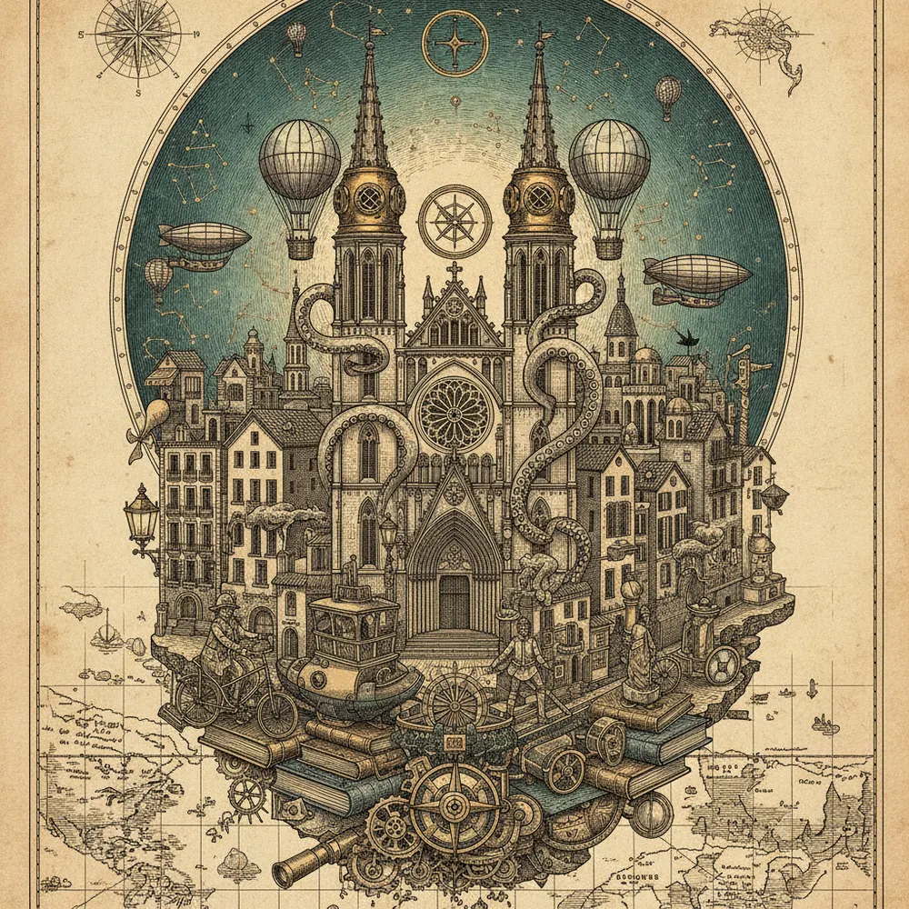 Detailed engraving of El Born & Sant Pere