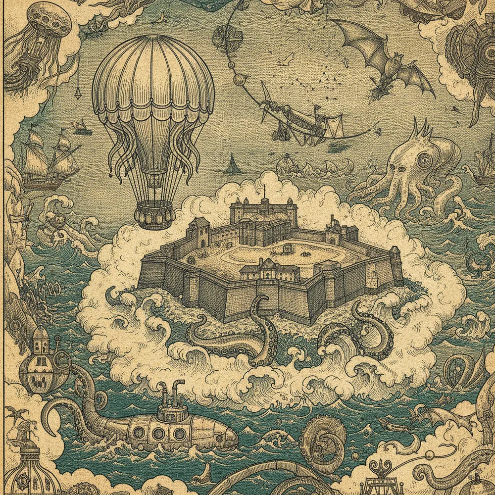 Detailed engraving of Montjuïc