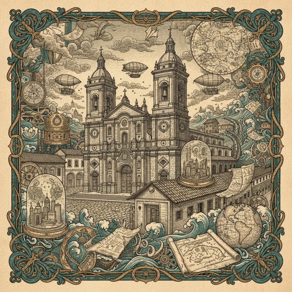 Detailed engraving of La Candelaria