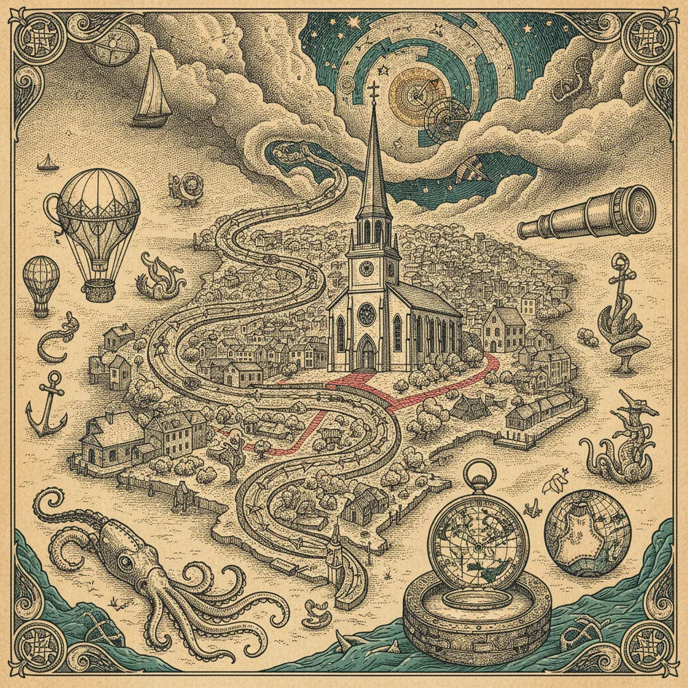 Detailed engraving of Freedom Trail & North End