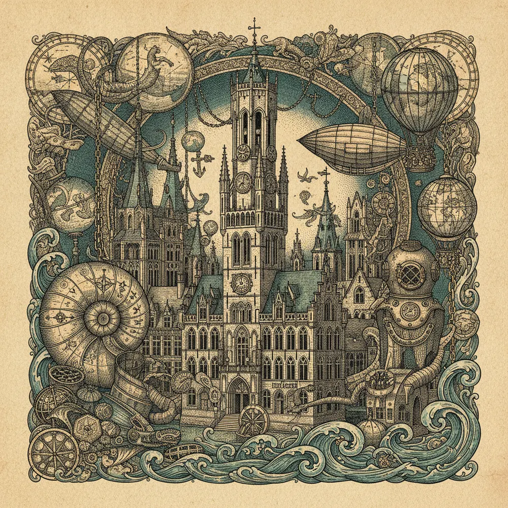 Detailed engraving of Markt & Burg