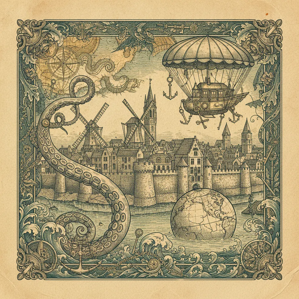 Detailed engraving of Sint-Anna & the Ramparts