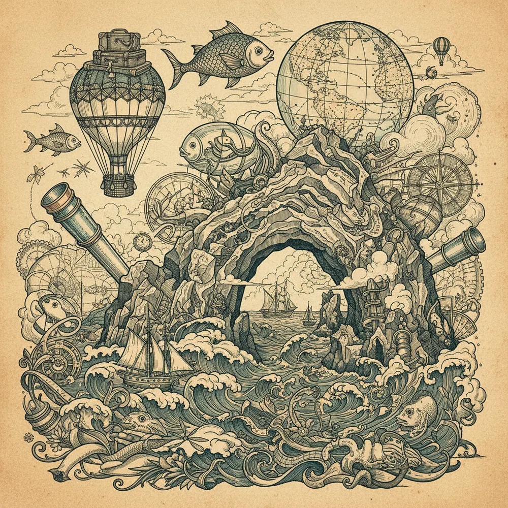 Detailed engraving of Land's End & El Arco
