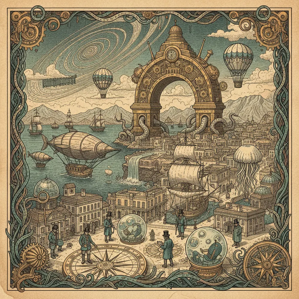 Detailed engraving of Marina & Downtown Cabo