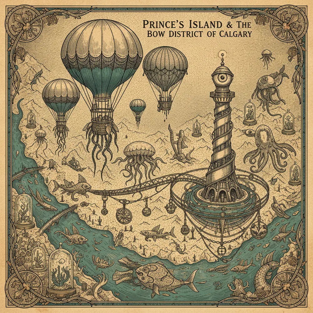 Detailed engraving of Prince's Island & the Bow