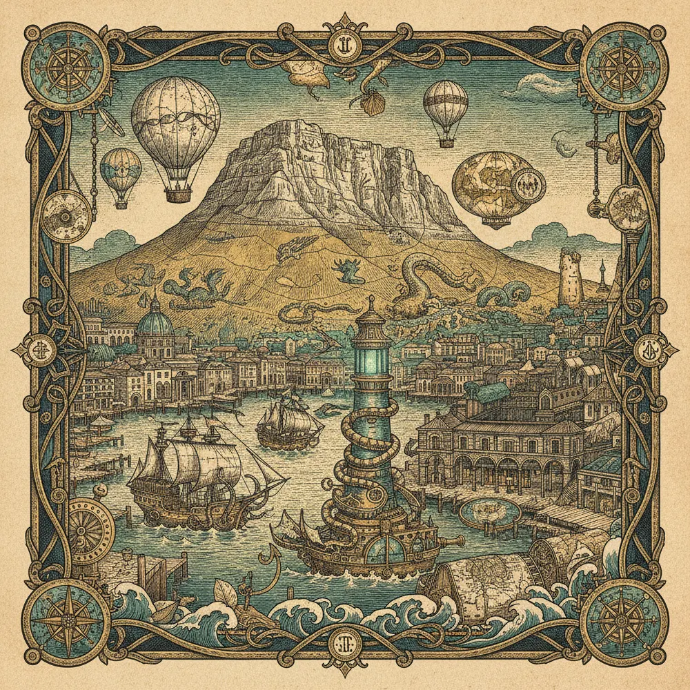 Detailed engraving of V&A Waterfront
