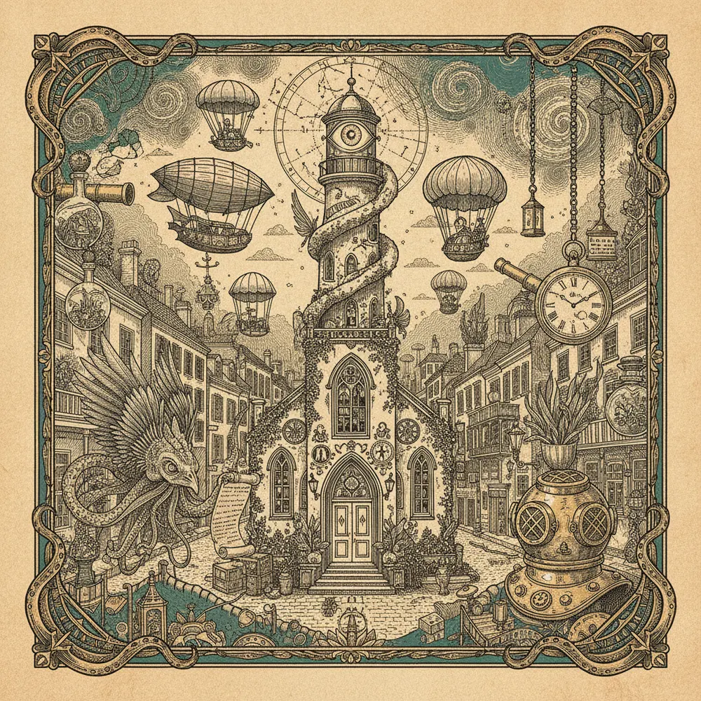 Detailed engraving of French Quarter