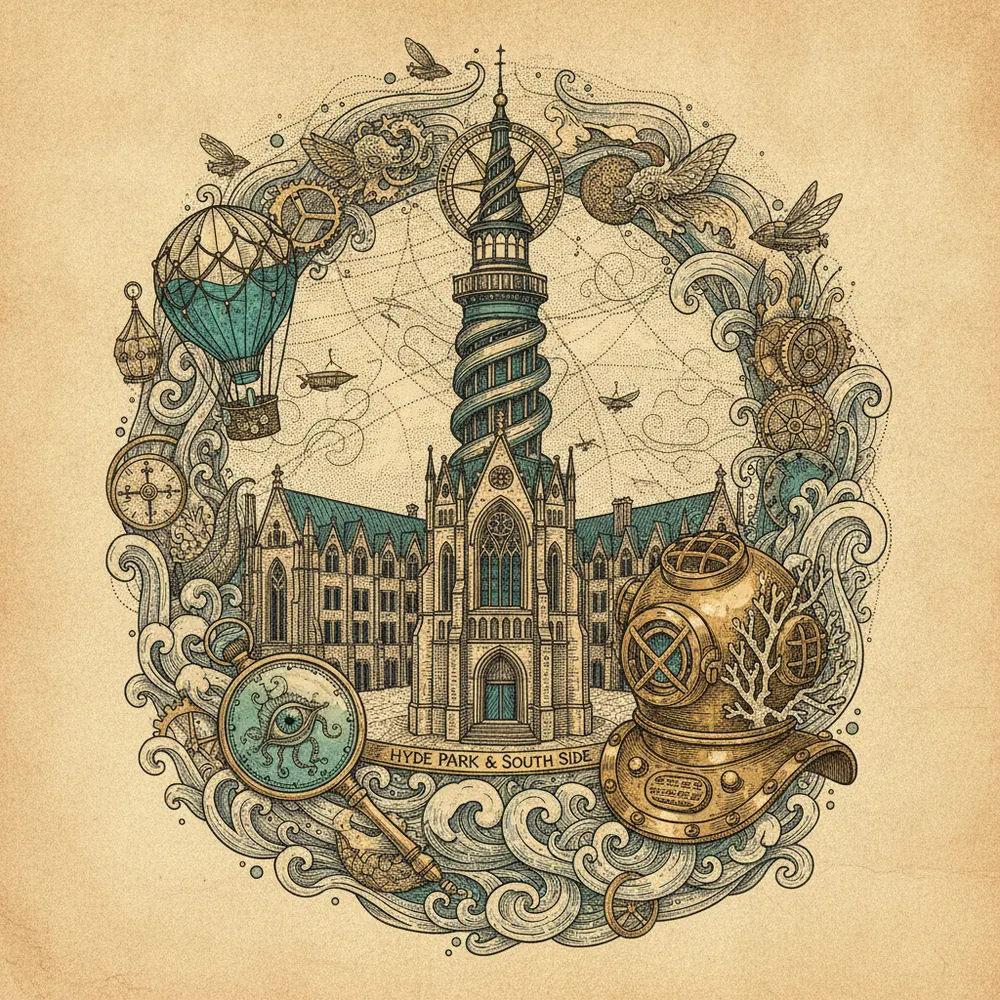 Detailed engraving of Hyde Park & South Side