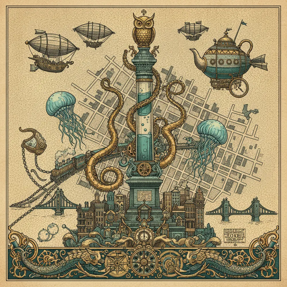 Detailed engraving of Wicker Park & Logan Square