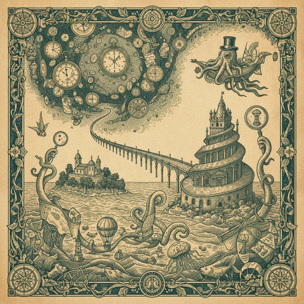 Detailed engraving of Kanoni & Achilleion