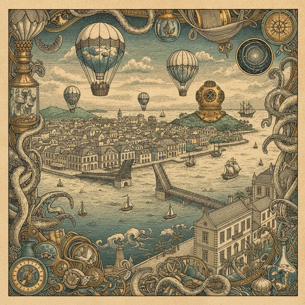 Detailed engraving of Otrobanda (Old Town West)