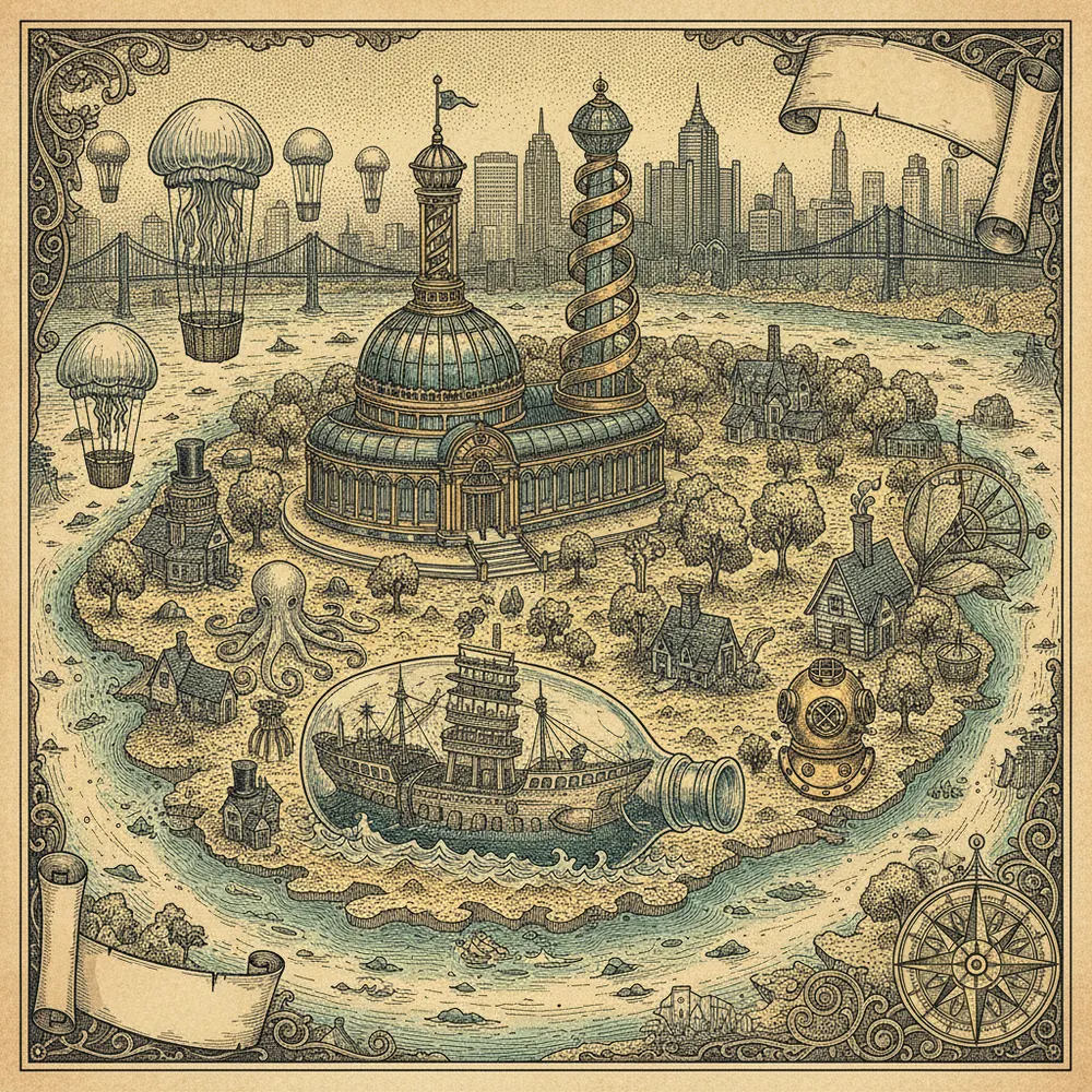 Detailed engraving of Belle Isle