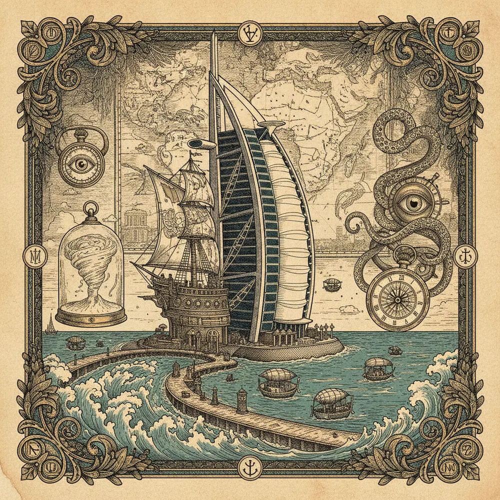 Detailed engraving of Jumeirah & JBR