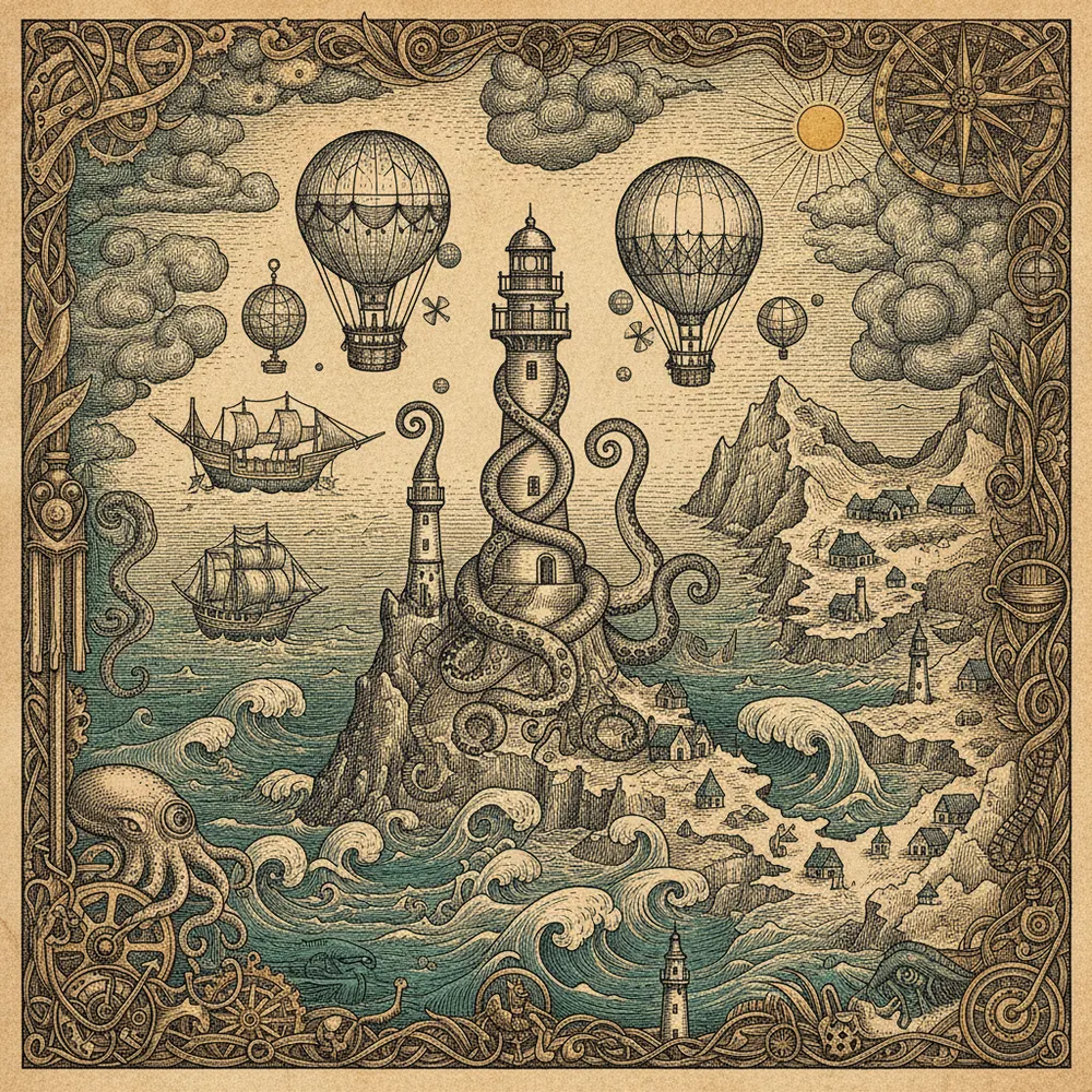 Detailed engraving of Mykines & Northern Isles