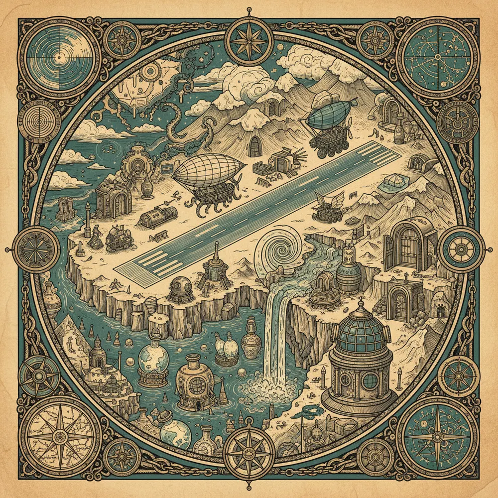 Detailed engraving of Vagar (Airport Island)