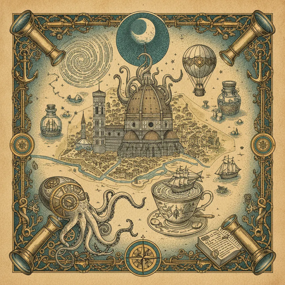 Detailed engraving of Accademia & San Marco