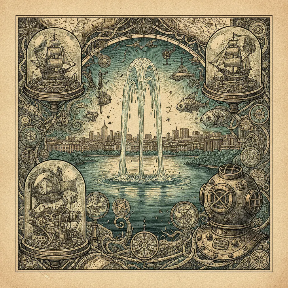 Detailed engraving of Lake Geneva Shore