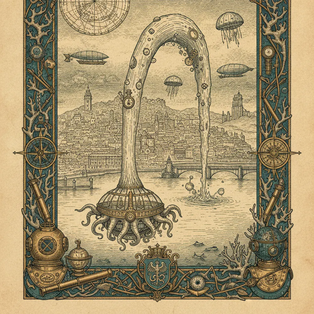 Detailed engraving of Rive Gauche & Eaux-Vives