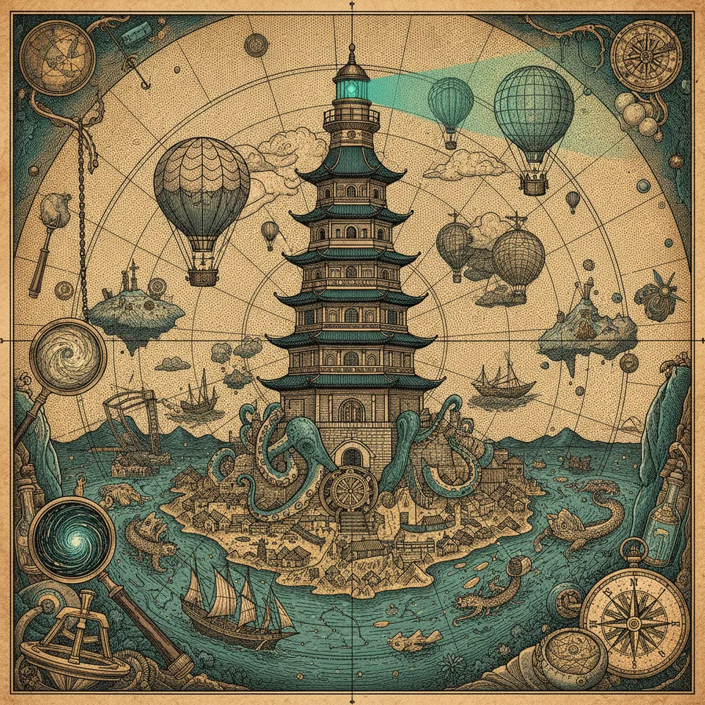 Detailed engraving of Yuexiu