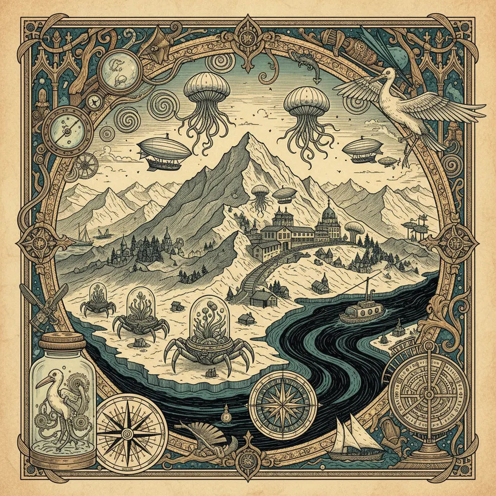 Detailed engraving of Grindelwald & First