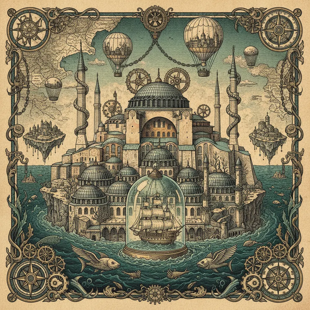 Detailed engraving of Sultanahmet