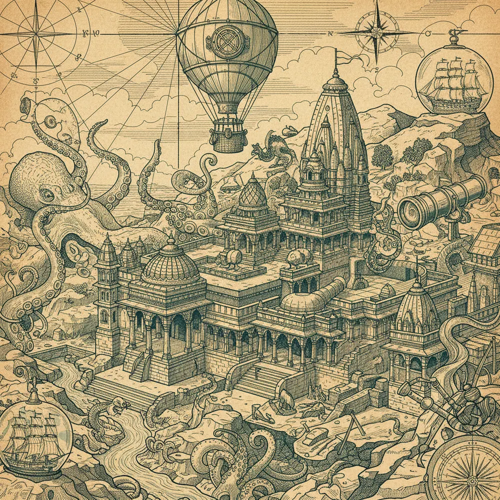 Detailed engraving of Galta & the Eastern Hills