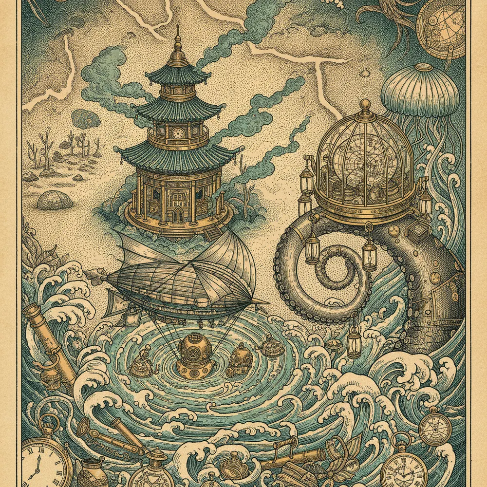 Detailed engraving of Noto & Kaga (Day Trips)