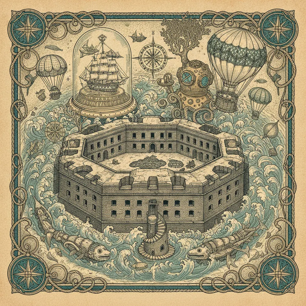 Detailed engraving of Dry Tortugas