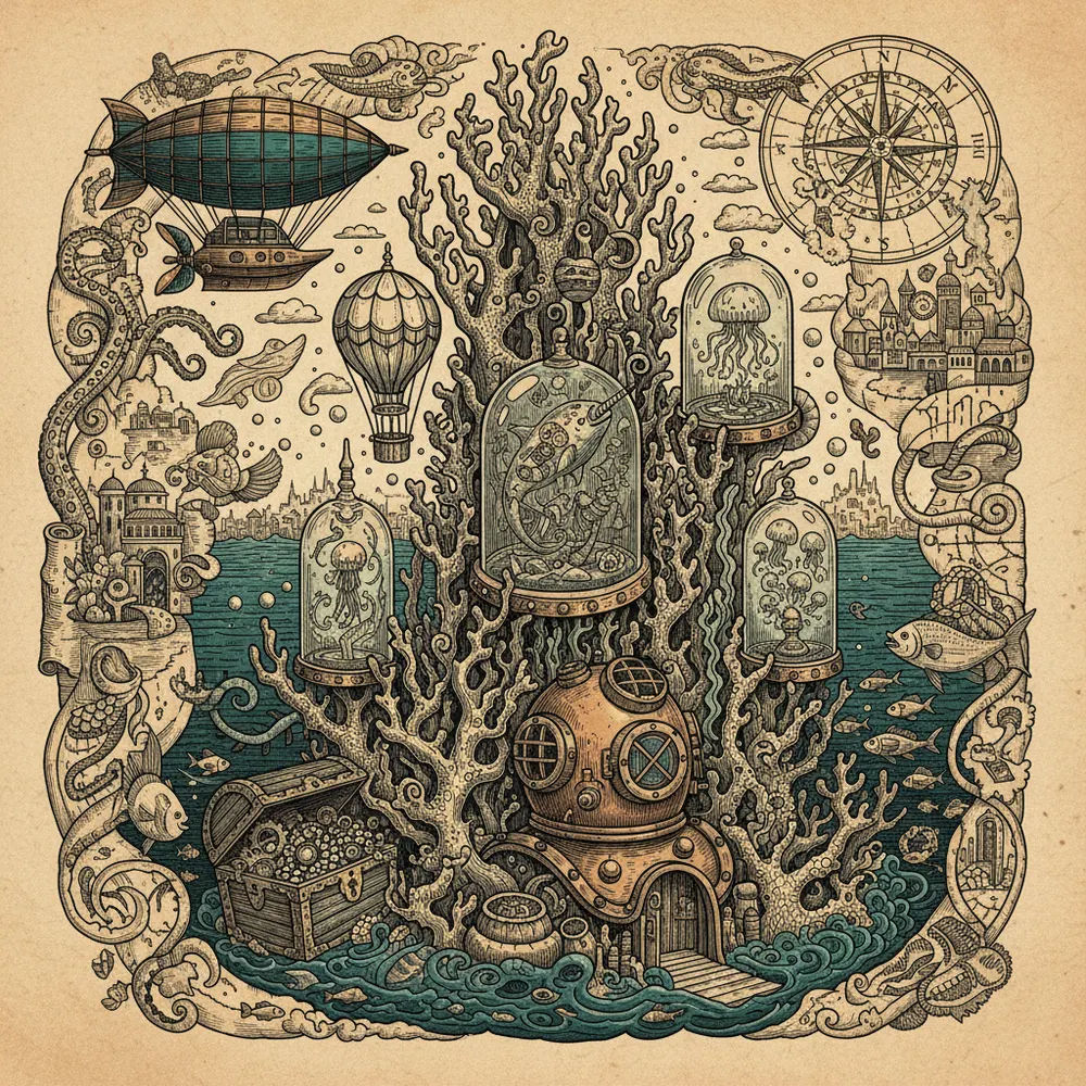 Detailed engraving of The Coral Reef