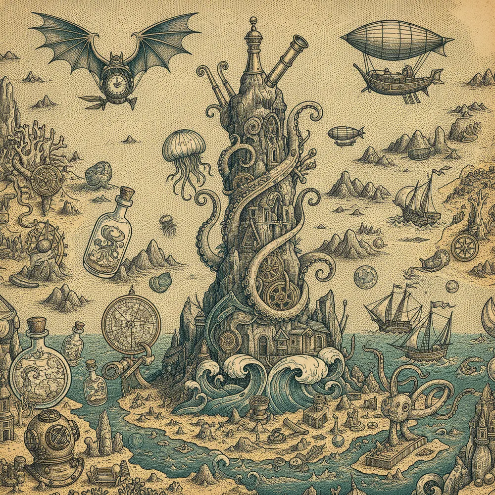 Detailed engraving of Ao Nang