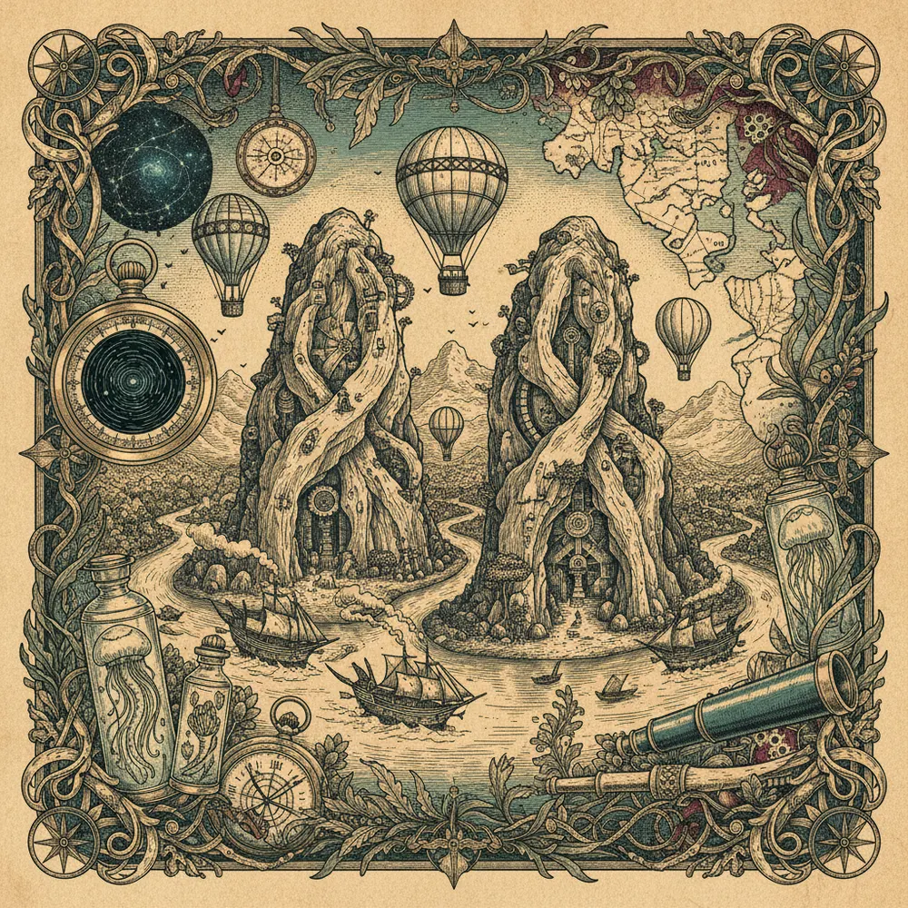 Detailed engraving of Krabi Town