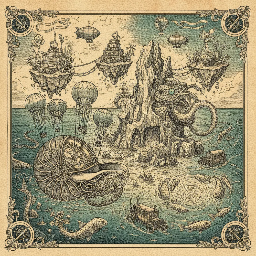 Detailed engraving of Railay Peninsula